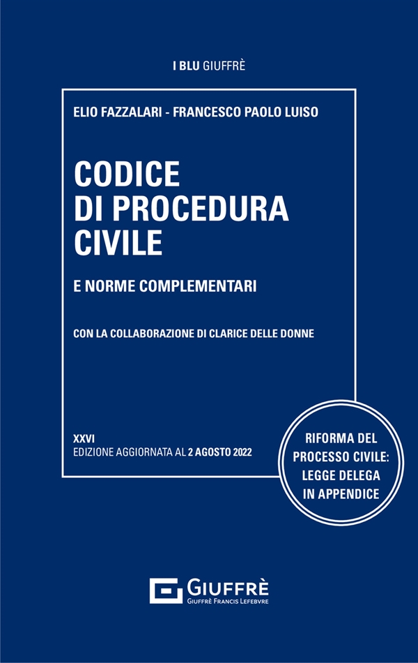 9788828843085 Fazzalari Codice Procedura Civile