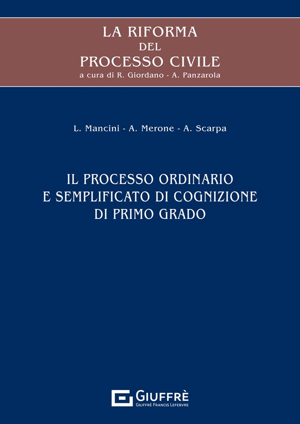 9788828846598 Mancini Processo Ordinario Semplificato