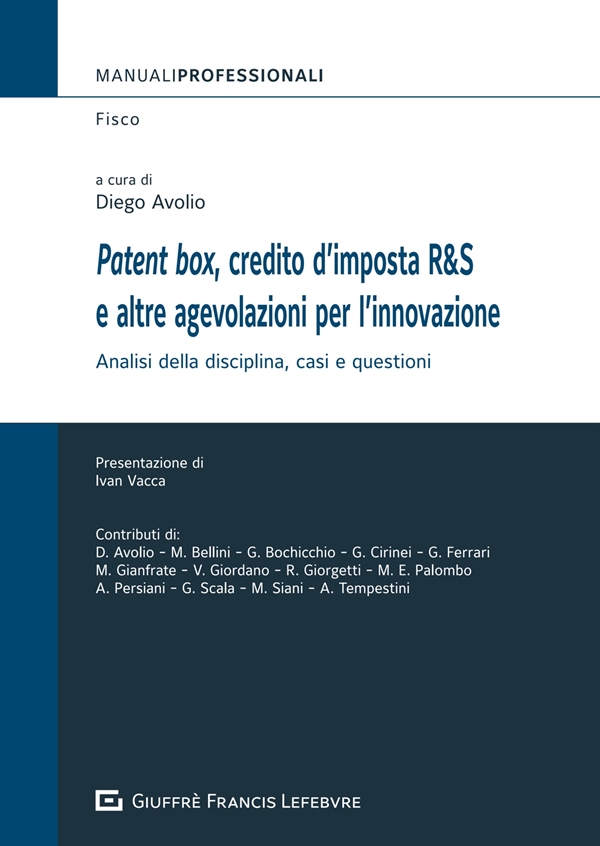 9788828856115 Avolio Patent Box Credito Imposta